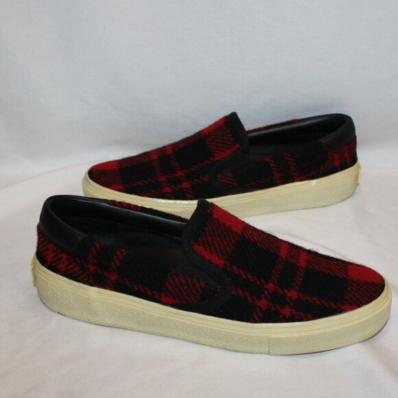 NIB SAINT LAURENT WOMEN'S BLACK RED PLAID SNEAKERS‎ SZ EU 39 US 8 $595 - Picture 7 of 8